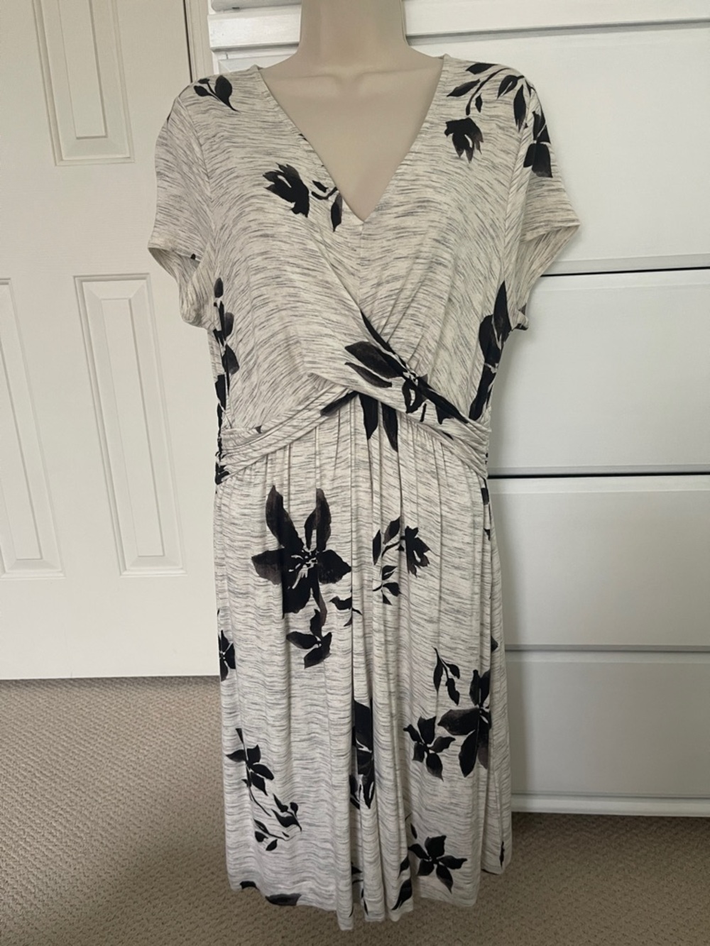 Soma Cream Midi Dress with Black Floral Print
